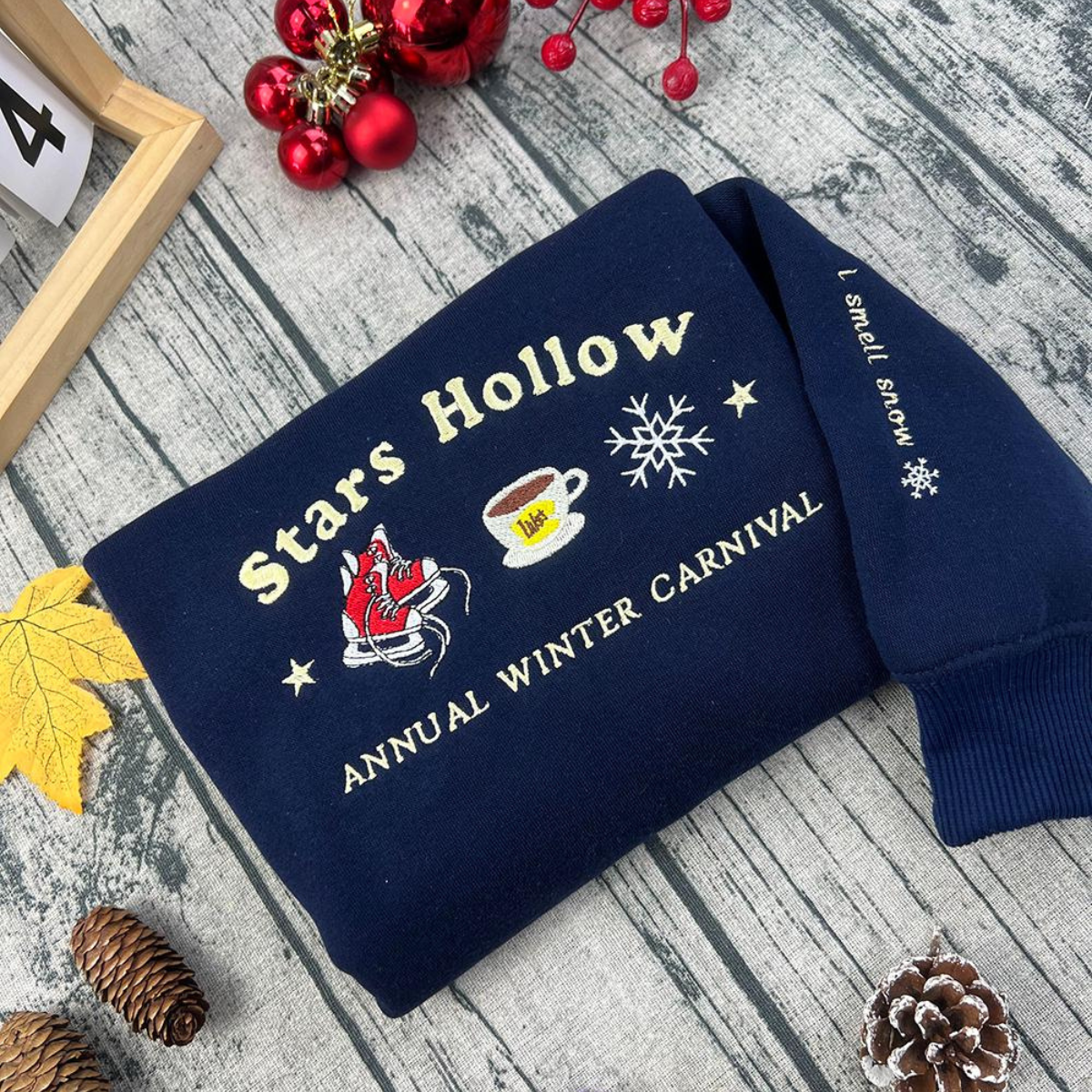 Stars Hollow Embroidered Sweatshirt I Smell Snow Embroidery Design Christmas Style Gilmore Girls Embroidery Inspired Unisex Shirt 1732074478352.png