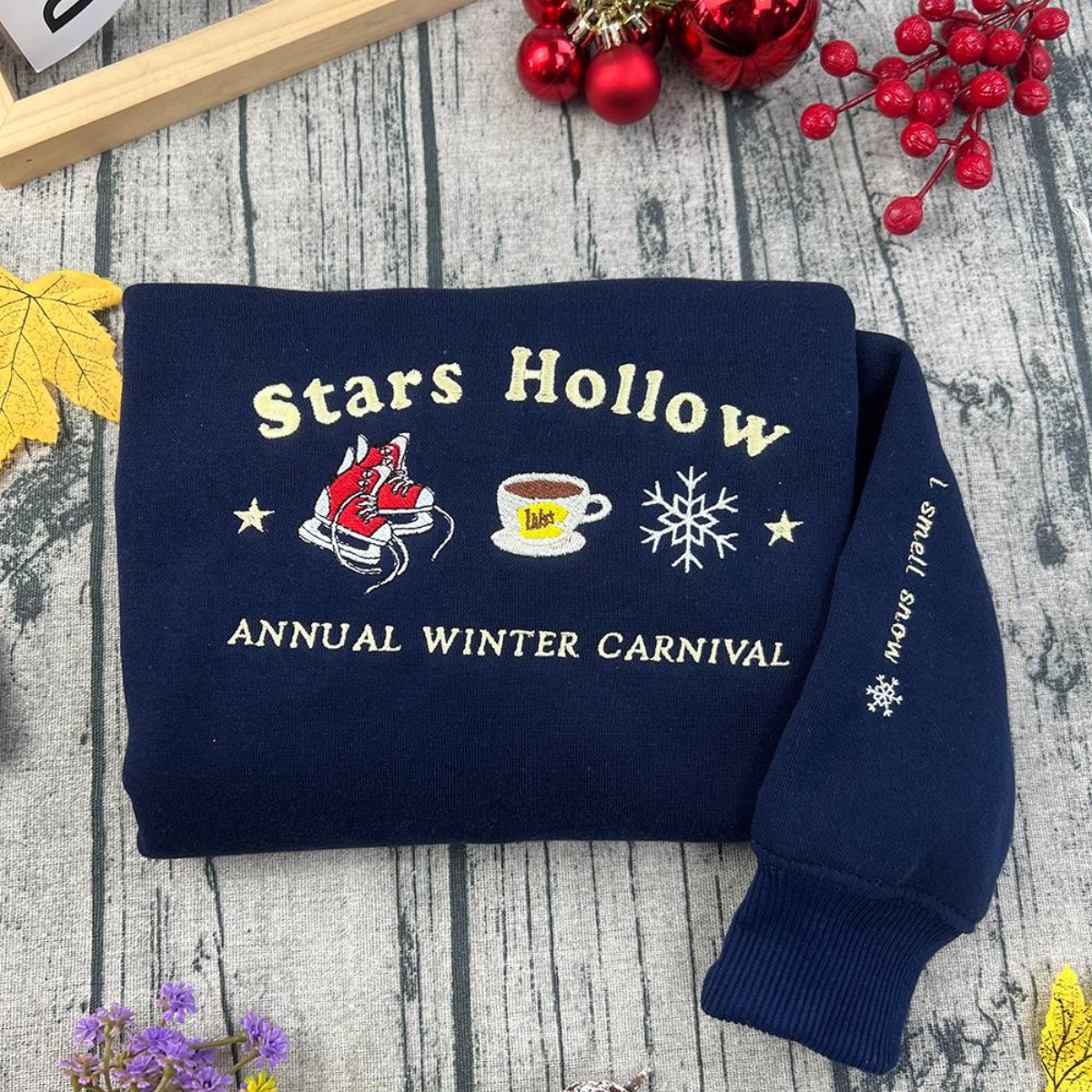 Stars Hollow Embroidered Sweatshirt I Smell Snow Embroidery Design Christmas Style Gilmore Girls Embroidery Inspired Unisex Shirt 1732074478416.png