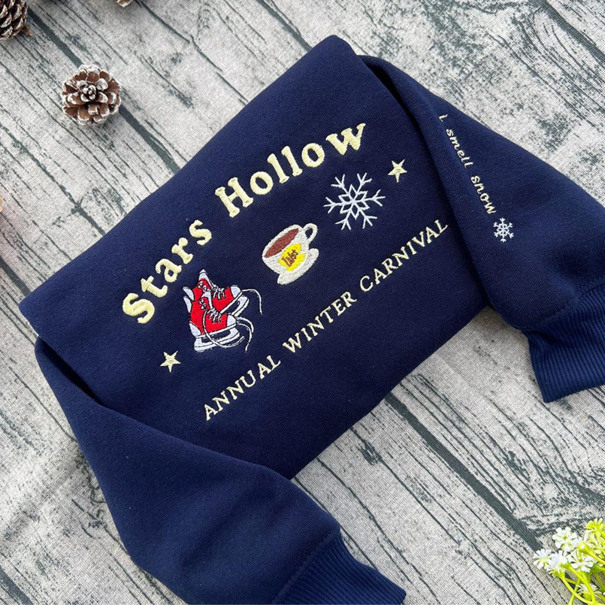 Stars Hollow Embroidered Sweatshirt I Smell Snow Embroidery Design Christmas Style Gilmore Girls Embroidery Inspired Unisex Shirt 1732074478886.png