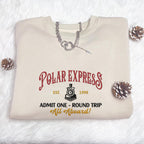 Polar Express Christmas Side Bow Embroidered Sweatshirt Christmas Embroidery Polar Express Crewneck North Pole Christmas Shirt 1732088243496.jpg