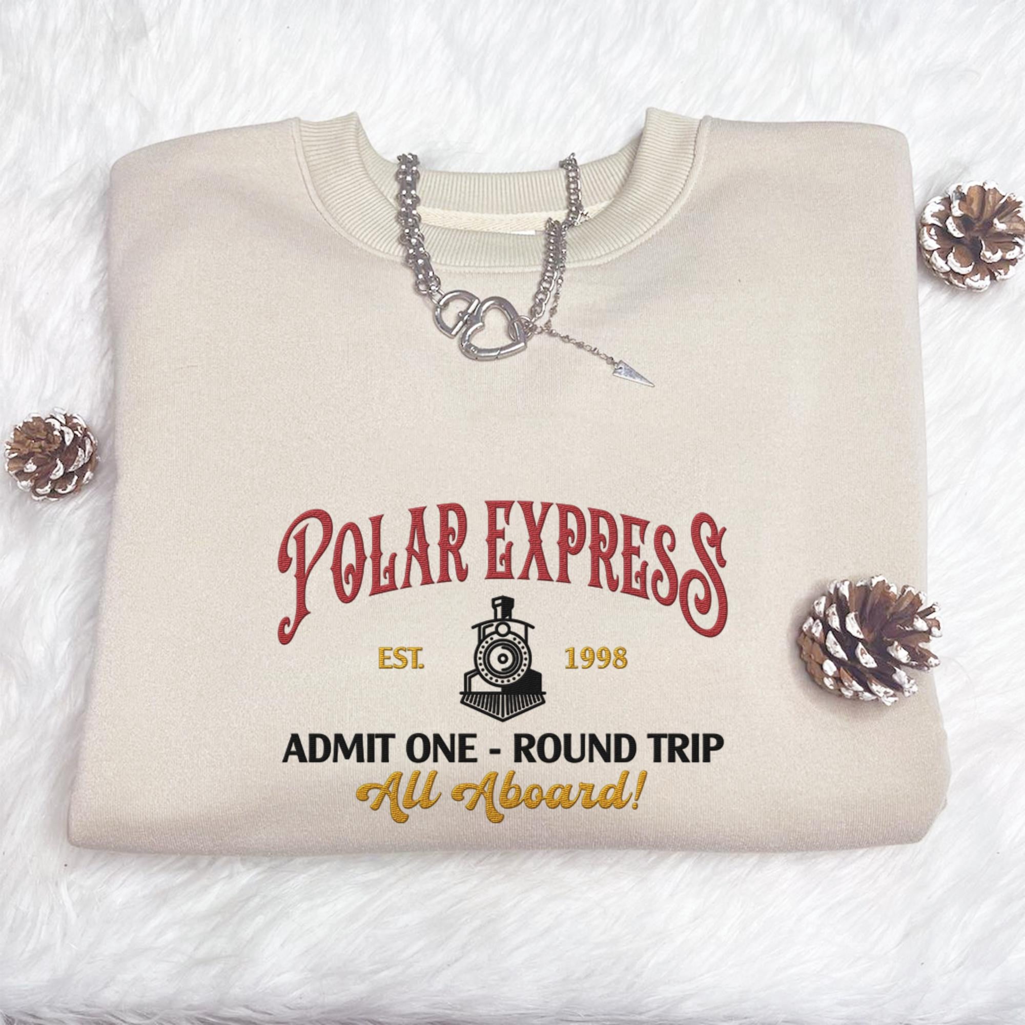 Polar Express Christmas Side Bow Embroidered Sweatshirt Christmas Embroidery Polar Express Crewneck North Pole Christmas Shirt 1732088243496.jpg