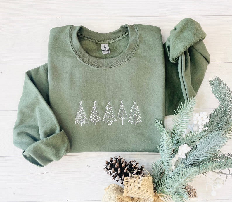 Christmas Tree Embroidered Sweatshirt Christmas Sweatshirt Embroidered Christmas Sweatshirt Christmas Embroidery Sweatshirt 1732090956566.jpg