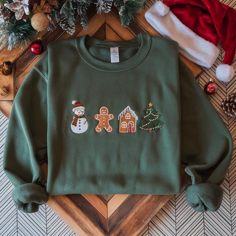 Cute Gingerbread Cookies Embroidered Sweatshirt Womens Christmas Sweatshirt Merry Christmas Gift For Christmas 1732093478936.jpg