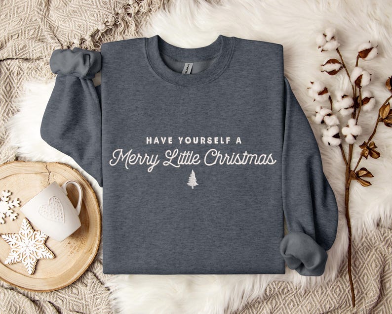 Embroidered Merry Little Christmas Sweatshirt Merry Christmas Shirt For Women Cute Christmas Sweater Women Xmas Shirt 1732242873764.jpg