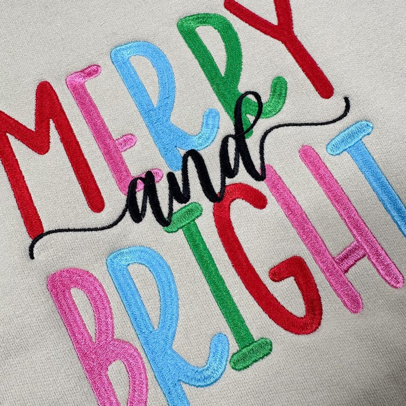 Merry And Bright Embroidered Sweatshirt  Christmas Sweatshirt  Family Christmas  Sweatshirts For Women  Merry Christmas Sweatshirt 1732243024524.jpg