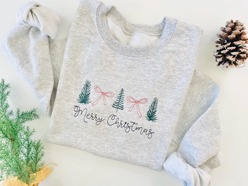Embroidered Christmas Sweatshirt Christmas Tree Sweater Womens Christmas Outfit 1732243524469.jpg