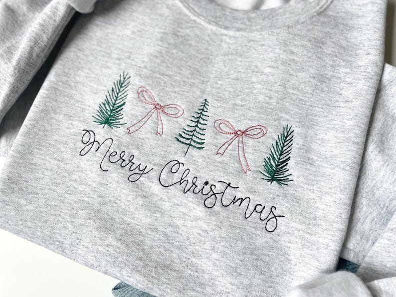 Embroidered Christmas Sweatshirt Christmas Tree Sweater Womens Christmas Outfit 1732243524500.jpg