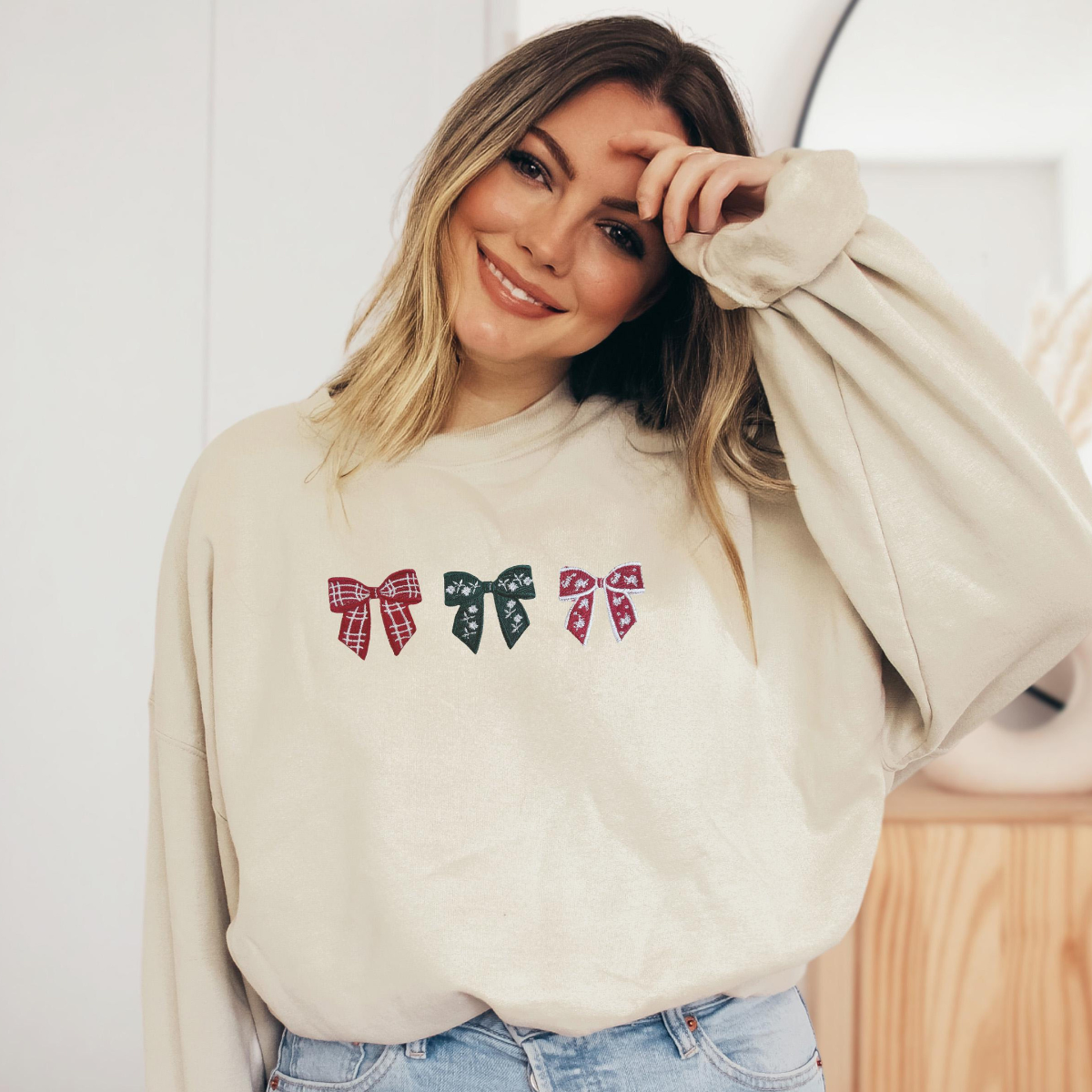 Embroidered Christmas Bow Sweatshirt Embroidered Christmas Crewneck Sweatshirt Embroidered Coquette Christmas Sweater Custom Xmas Gift 1732261704837.png
