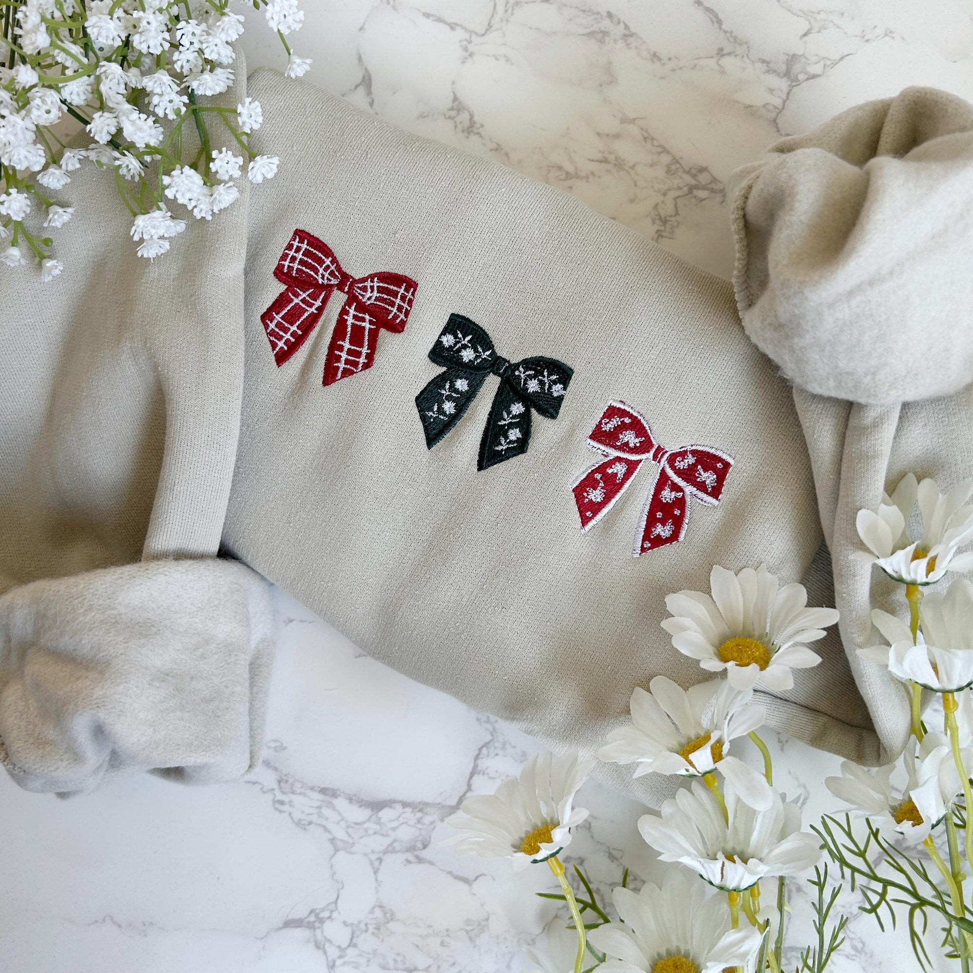 Embroidered Christmas Bow Sweatshirt Embroidered Christmas Crewneck Sweatshirt Embroidered Coquette Christmas Sweater Custom Xmas Gift 1732261705135.jpg