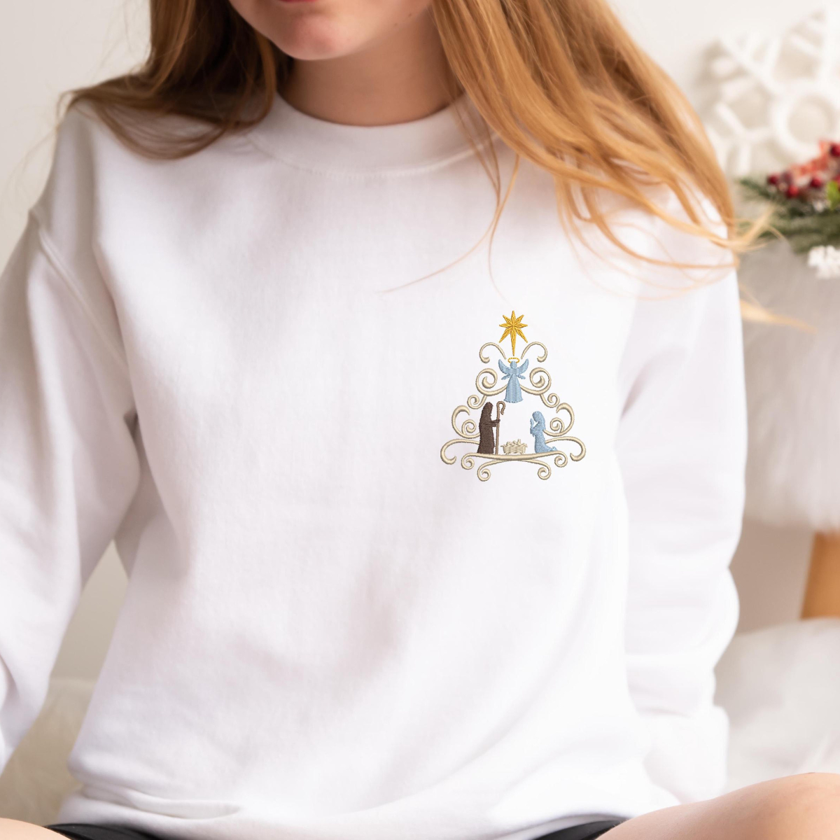 Embroidered Christian Christmas Sweatshirt Embroidered Nativity Scene Shirt Christmas True Story Shirt Nativity Religious Christmas Gifts 1732334201442.png