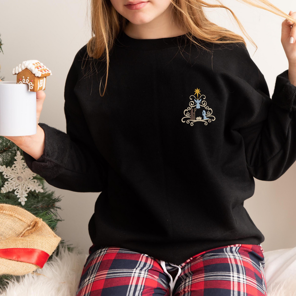 Embroidered Christian Christmas Sweatshirt Embroidered Nativity Scene Shirt Christmas True Story Shirt Nativity Religious Christmas Gifts 1732334201733.png