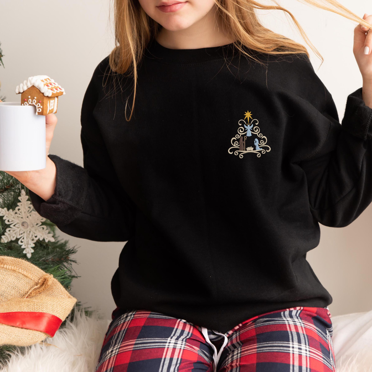 Embroidered Christian Christmas Sweatshirt Embroidered Nativity Scene Shirt Christmas True Story Shirt Nativity Religious Christmas Gifts 1732334201733.png