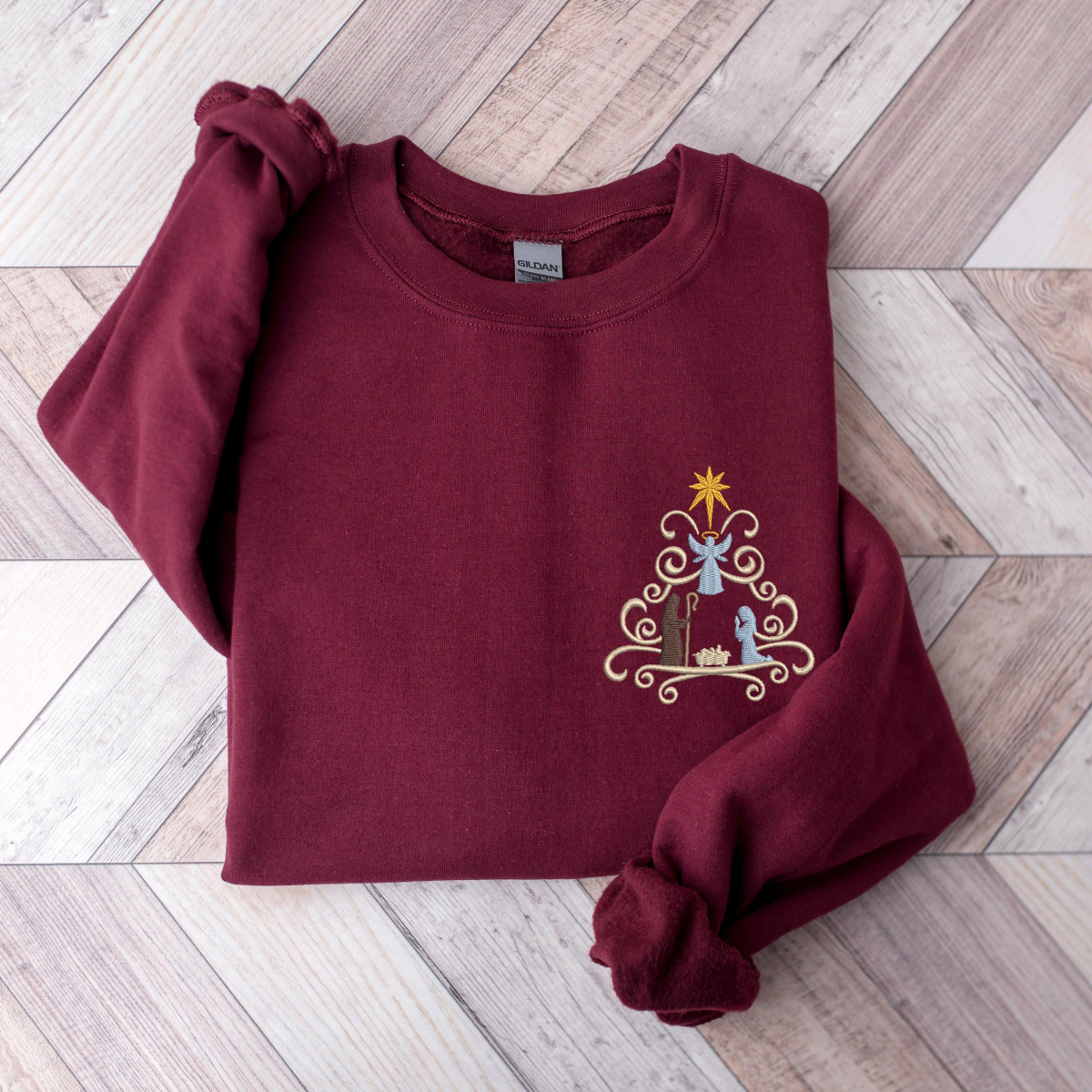 Embroidered Christian Christmas Sweatshirt Embroidered Nativity Scene Shirt Christmas True Story Shirt Nativity Religious Christmas Gifts 1732334202220.png