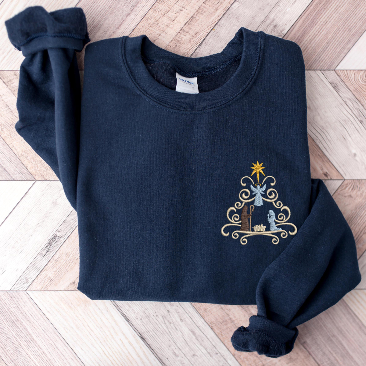 Embroidered Christian Christmas Sweatshirt Embroidered Nativity Scene Shirt Christmas True Story Shirt Nativity Religious Christmas Gifts 1732334202257.png