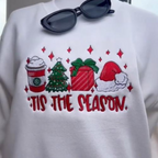 Tis The Season Embroidered Side Bow Glitter Sweatshirt Candy Cane Side Bow Sweatshirt Side Bow Applique Sweatshirt Trendy Coquette Bow 1732336040349.png