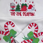 Tis The Season Embroidered Side Bow Glitter Sweatshirt Candy Cane Side Bow Sweatshirt Side Bow Applique Sweatshirt Trendy Coquette Bow 1732336040491.png