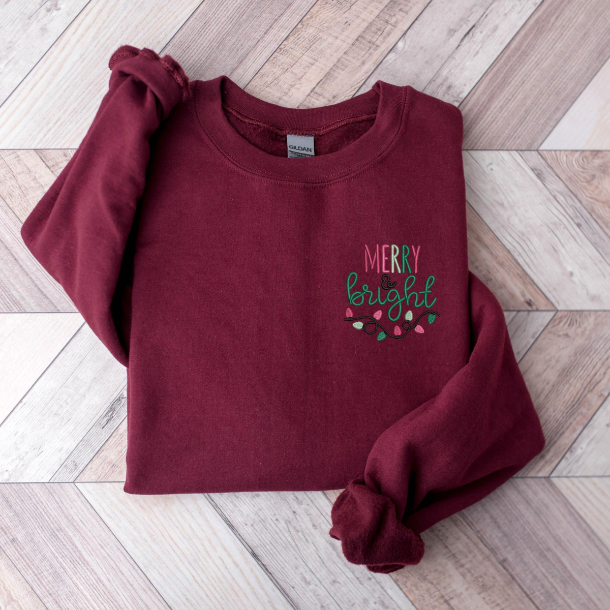 Embroidered Merry And Bright Christmas Sweatshirt Embroidered Christmas Shirt Believe Christmas Tee Merry Christmas Merry And Bright 1732500121141.png