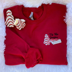 Christmas Tree Cake Embroidered Tis The Season Sweatshirt Embroidered Christmas Crewneck Christmas Tree Cake Snack Cake Christmas Trees 1732518054151.png