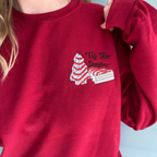 Christmas Tree Cake Embroidered Tis The Season Sweatshirt Embroidered Christmas Crewneck Christmas Tree Cake Snack Cake Christmas Trees 1732518054281.png
