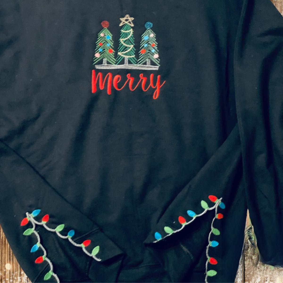 Side Embroidered Sweatshirt With Christmas Lights And Christmas Trees 1732518976198.png