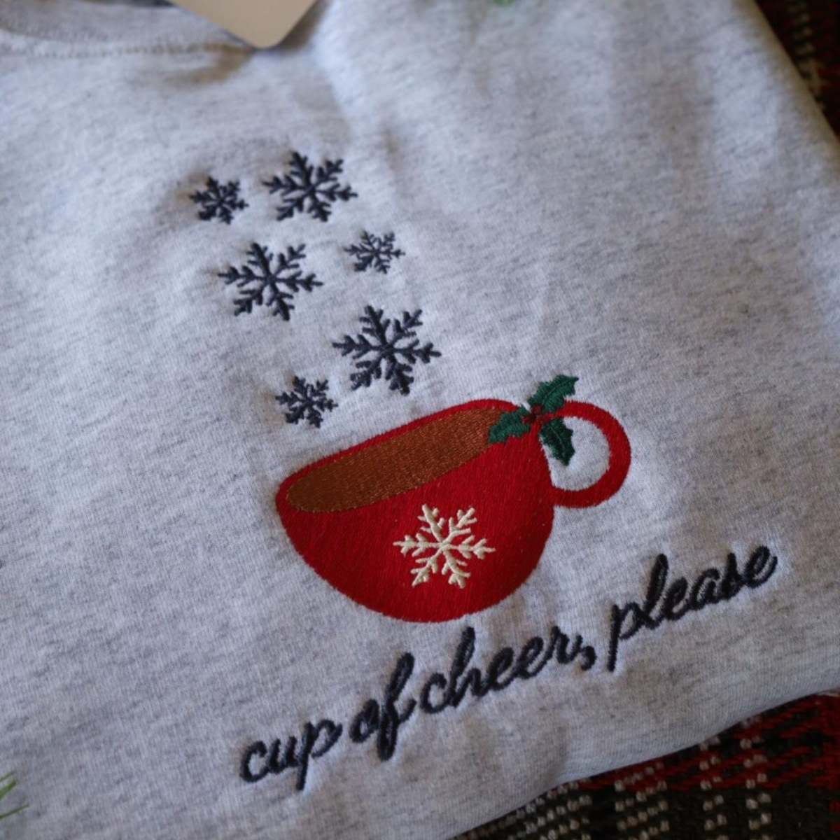 Cup Of Cheer Please Embroidered Crewneck   Christmas Sweatshirt Holiday Sweatshirt Holly Jolly Christmas Inspired Christmas Shirt 1732522545051.png