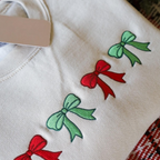 Red And Green Embroidered Bows Christmas Crewneck   Christmas Sweatshirt Holiday Sweatshirt Christmas Bows Gift For Christmas 1732593174371.png