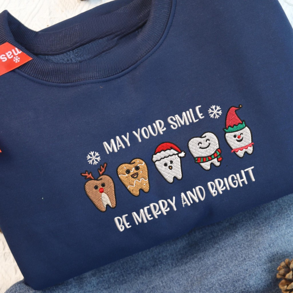 May Your Smile Be Merry Bright Embroidered Sweatshirt Matching Christmas Shirt Dental Squad Christmas Dentist Dental Assistant Gift 1732605142655.png
