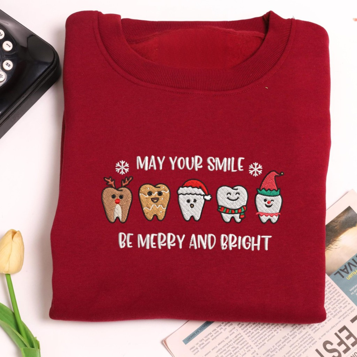 May Your Smile Be Merry Bright Embroidered Sweatshirt Matching Christmas Shirt Dental Squad Christmas Dentist Dental Assistant Gift 1732605142664.png