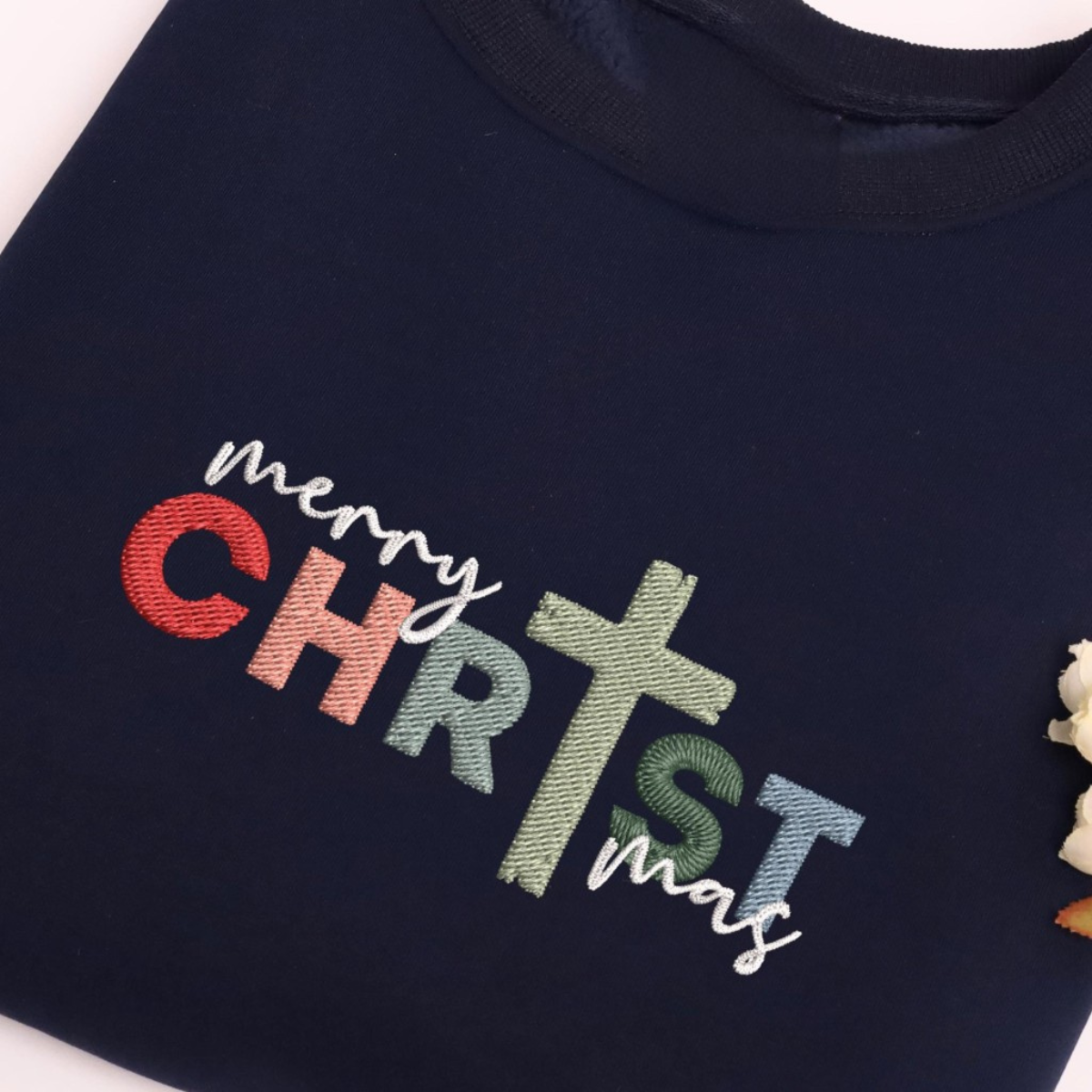 Embroidered Christian Christmas Sweatshirt Religious Faith Christmas Shirt Gift Christian Holiday Shirt For Women Minimalist Nativity Tee 1732845401159.png
