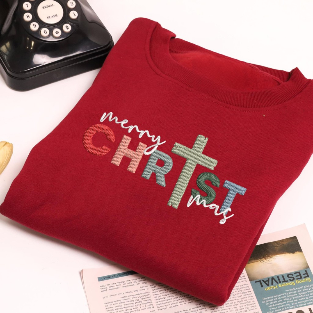 Embroidered Christian Christmas Sweatshirt Religious Faith Christmas Shirt Gift Christian Holiday Shirt For Women Minimalist Nativity Tee 1732845401289.png