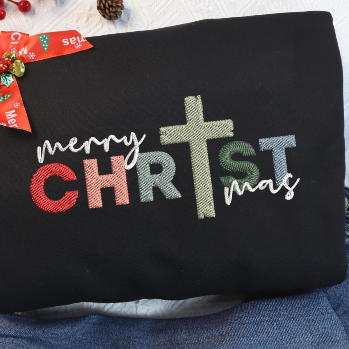 Embroidered Christian Christmas Sweatshirt Religious Faith Christmas Shirt Gift Christian Holiday Shirt For Women Minimalist Nativity Tee 1732845401425.png