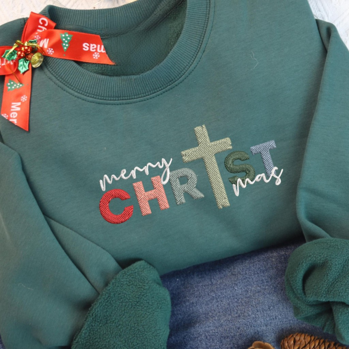 Embroidered Christian Christmas Sweatshirt Religious Faith Christmas Shirt Gift Christian Holiday Shirt For Women Minimalist Nativity Tee 1732845401497.png