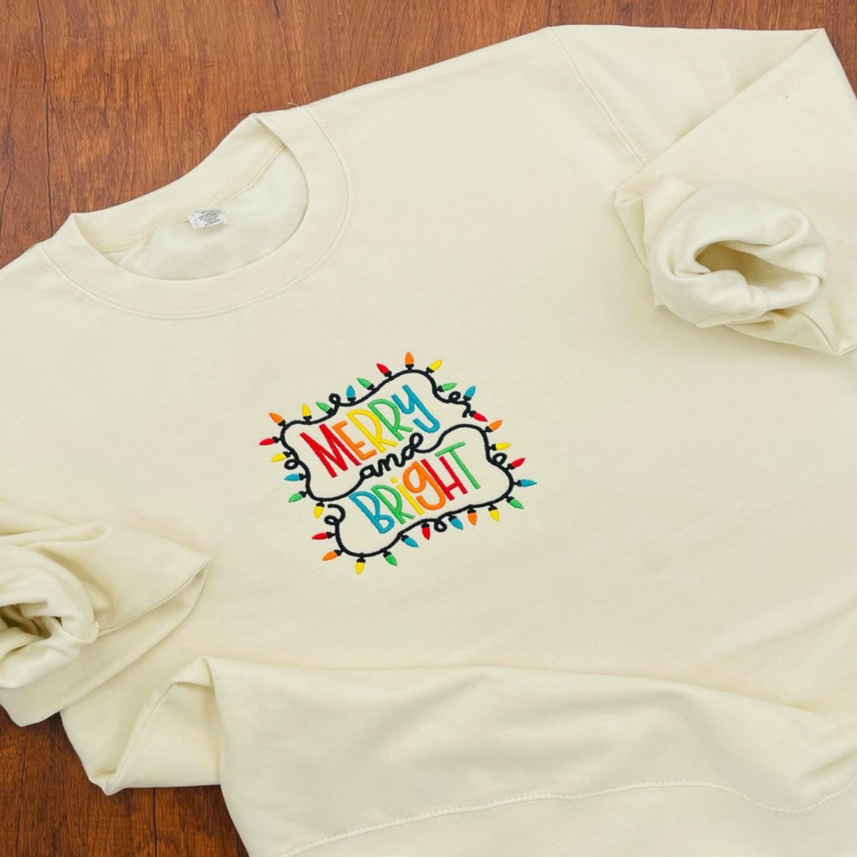 Merry And Bright Embroidered Sweatshirt Holiday Season Crewneck Sweatshirt Lights Christmas Santa Christmas Sweatshirt Holiday Gift 1733212024729.png