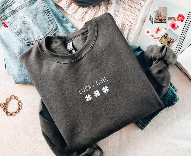 Embroidered Lucky Girl Sweatshirt St Patricks Day Sweatshirt Lucky Clover Sweater Irish Shirt Luck Of The Irish Trendy Womens Shirt 1739861828035.jpg