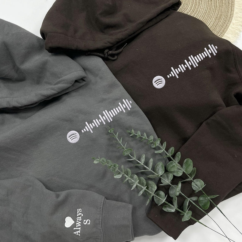Matching Couple Hoodies  Custom Embroidered Music Code Sweatshirt For Couples  Valentine Sweatshirt  Cute Gift For Her Him 1739934517288.jpg