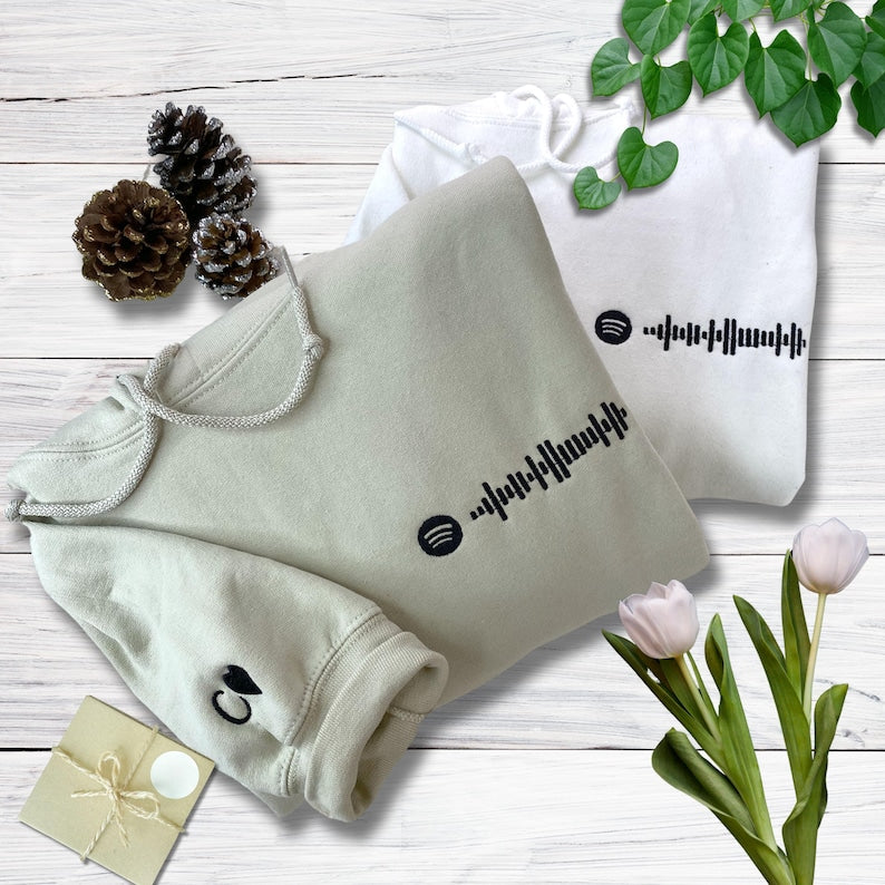 Matching Couple Hoodies  Custom Embroidered Music Code Sweatshirt For Couples  Valentine Sweatshirt  Cute Gift For Her Him 1739934517309.jpg