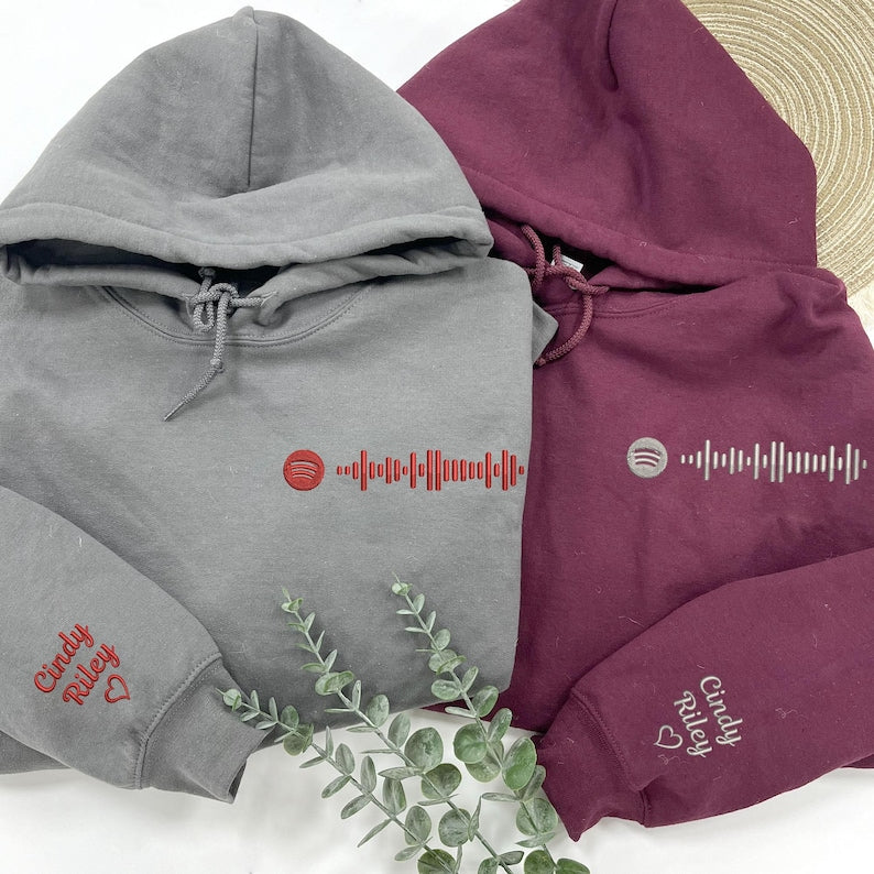 Matching Couple Hoodies  Custom Embroidered Music Code Sweatshirt For Couples  Valentine Sweatshirt  Cute Gift For Her Him 1739934517324.jpg