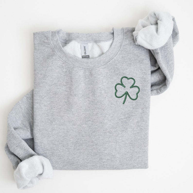 Embroidered Shamrock Clover Sweatshirt 1739958198025.jpg