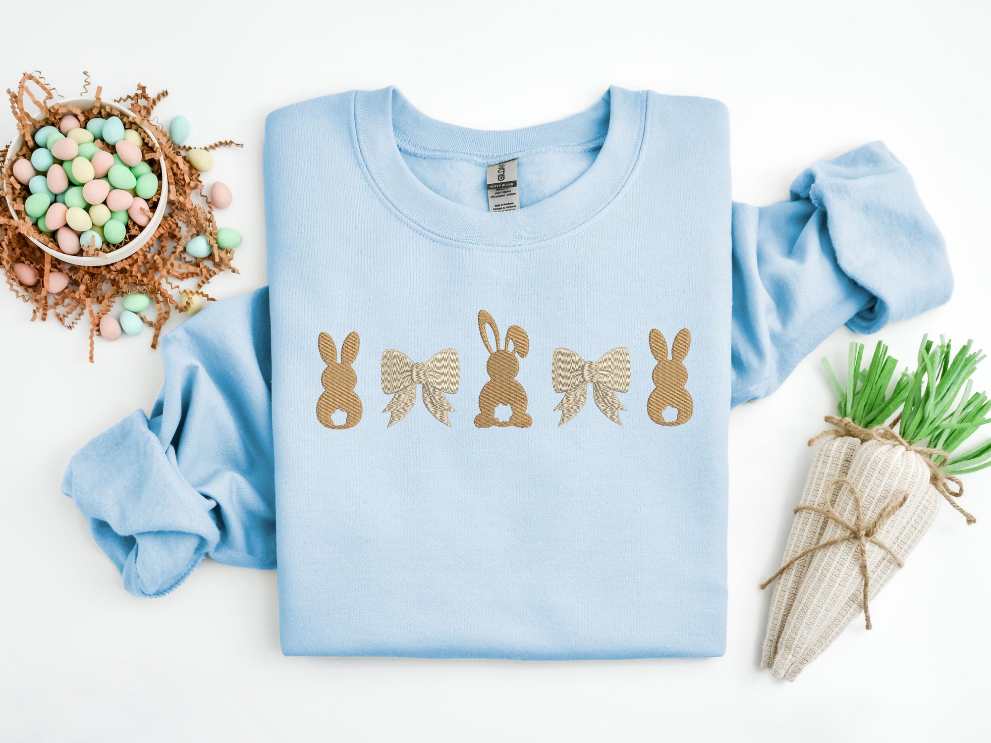 Embroidered Easter Day Sweatshirt Embroidered Rabbit Sweatshirt Embroidered Easter Bunny Shirt Easter Shirt Cute Bunny Sweatshirt 1742892214303.jpg