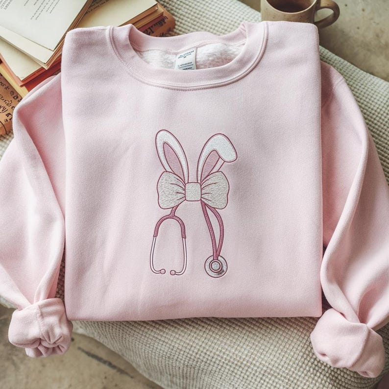 Embroidered Bunny Nurse Shirt Easter Nurse Shirt Easter Gift For Nurse Easter Shirt For Nurse Easter Medical Shirt Easter Nursing Shirt 1743580578687.jpg