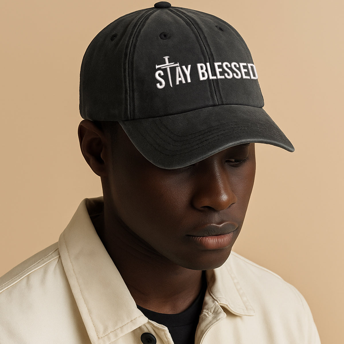 Embroidered Stay Blessed Hat For Women Men Adjustable Vintage Washed Cotton Christian Baseball Cap Womens Embroidery Baseball Cap 1747814345383.jpg