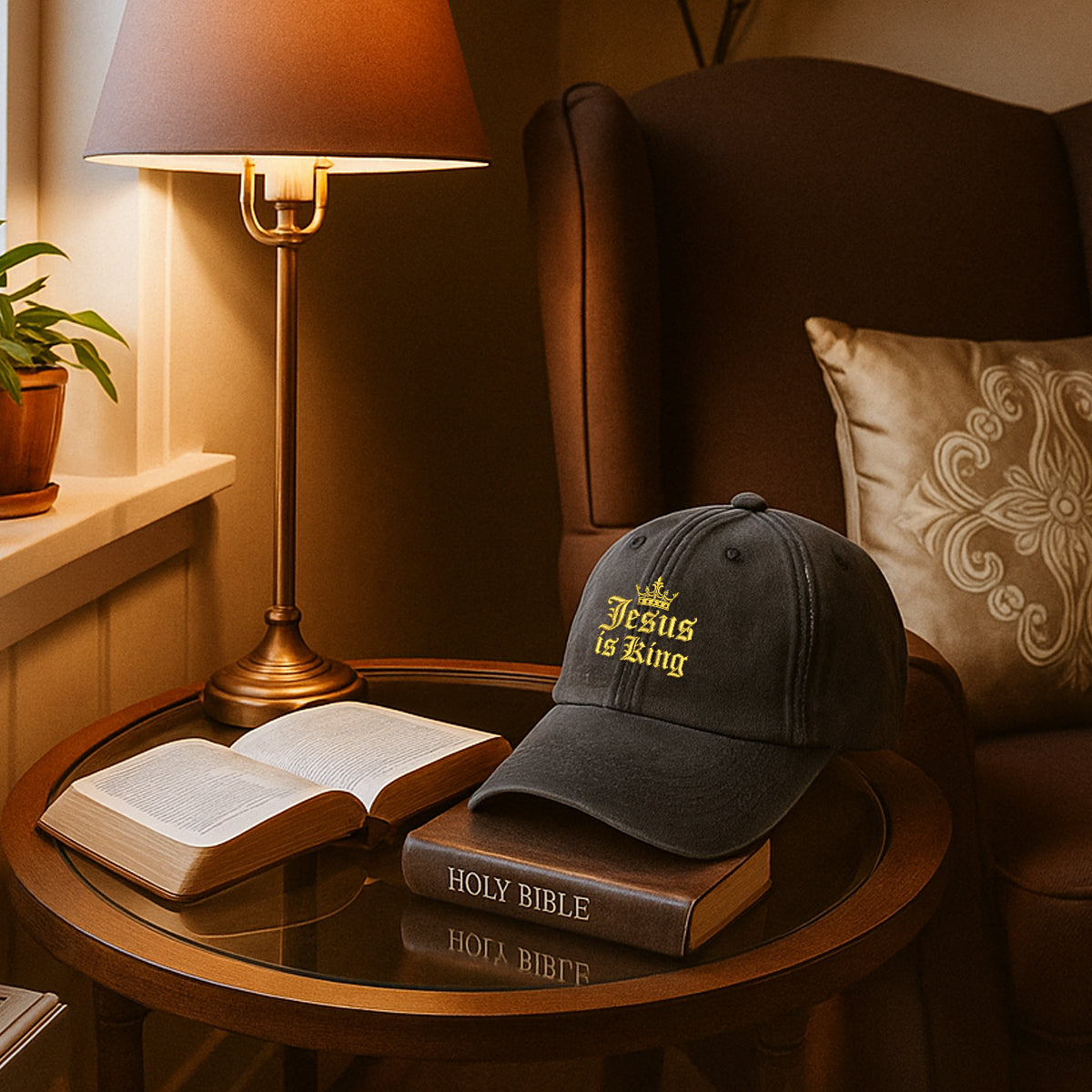 Embroidered Jesus Is King Hat For Women Men Adjustable Vintage Washed Cotton Christian Baseball Cap Womens Embroidery Baseball Cap 1747815346986.jpg