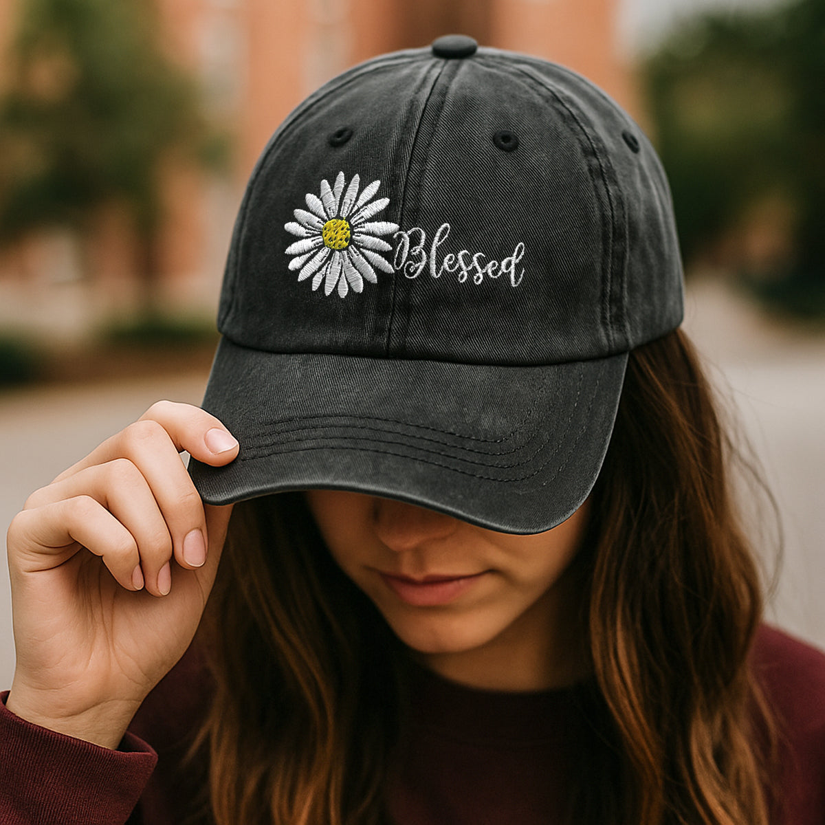 Embroidered Blessed Daisy Hat For Women Men Adjustable Vintage Washed Cotton Christian Baseball Cap Womens Embroidery Baseball Cap 1747900338659.jpg