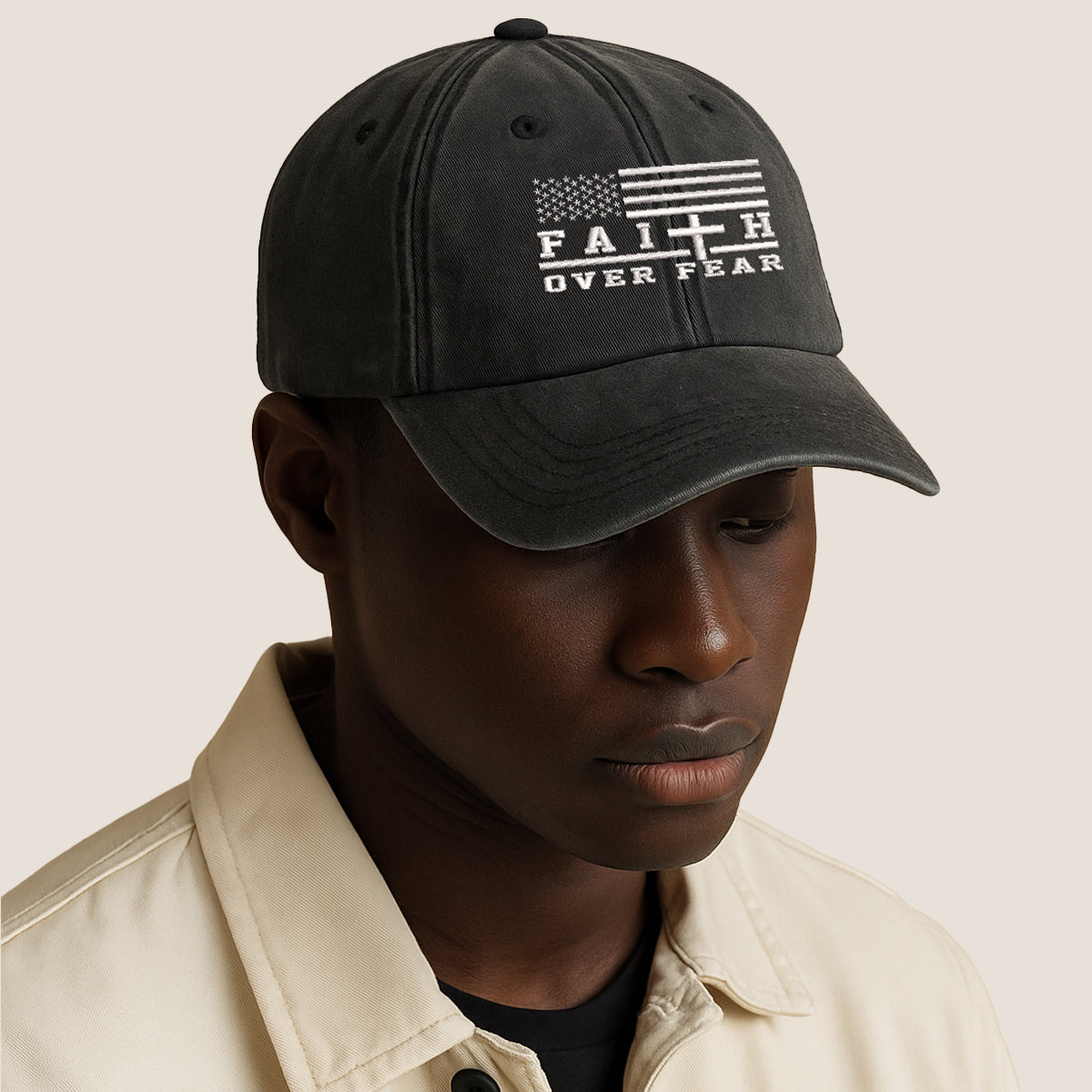 Embroidered Faith Over Fear Hat For Women Men Adjustable Vintage Washed Cotton Christian Baseball Cap Womens Embroidery Baseball Cap 1747900399507.jpg