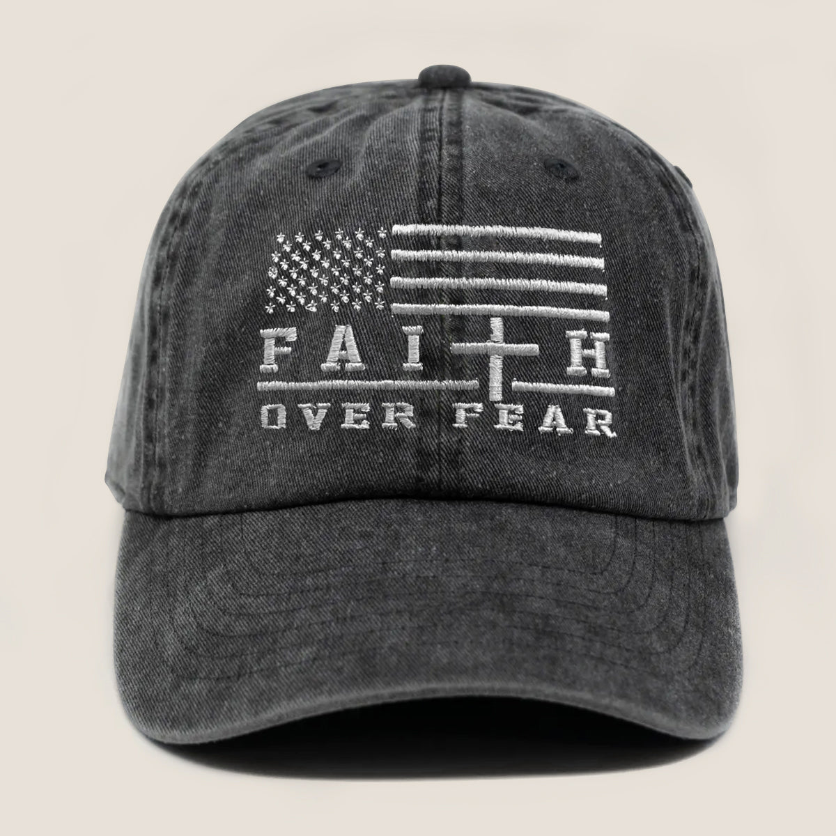 Embroidered Faith Over Fear Hat For Women Men Adjustable Vintage Washed Cotton Christian Baseball Cap Womens Embroidery Baseball Cap 1747900399579.jpg