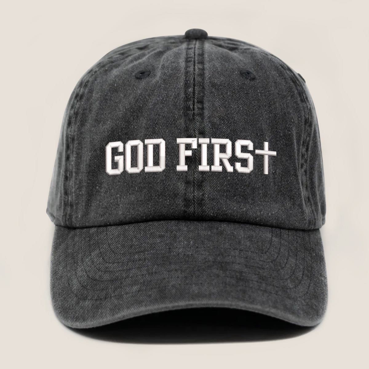Embroidered God First Hat For Women Men Adjustable Vintage Washed Cotton Christian Baseball Cap Womens Embroidery Baseball Cap 1747902563065.jpg