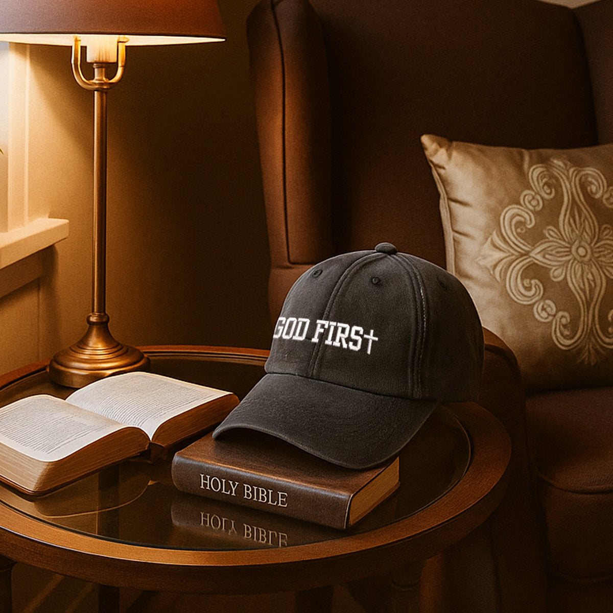 Embroidered God First Hat For Women Men Adjustable Vintage Washed Cotton Christian Baseball Cap Womens Embroidery Baseball Cap 1747902563103.jpg