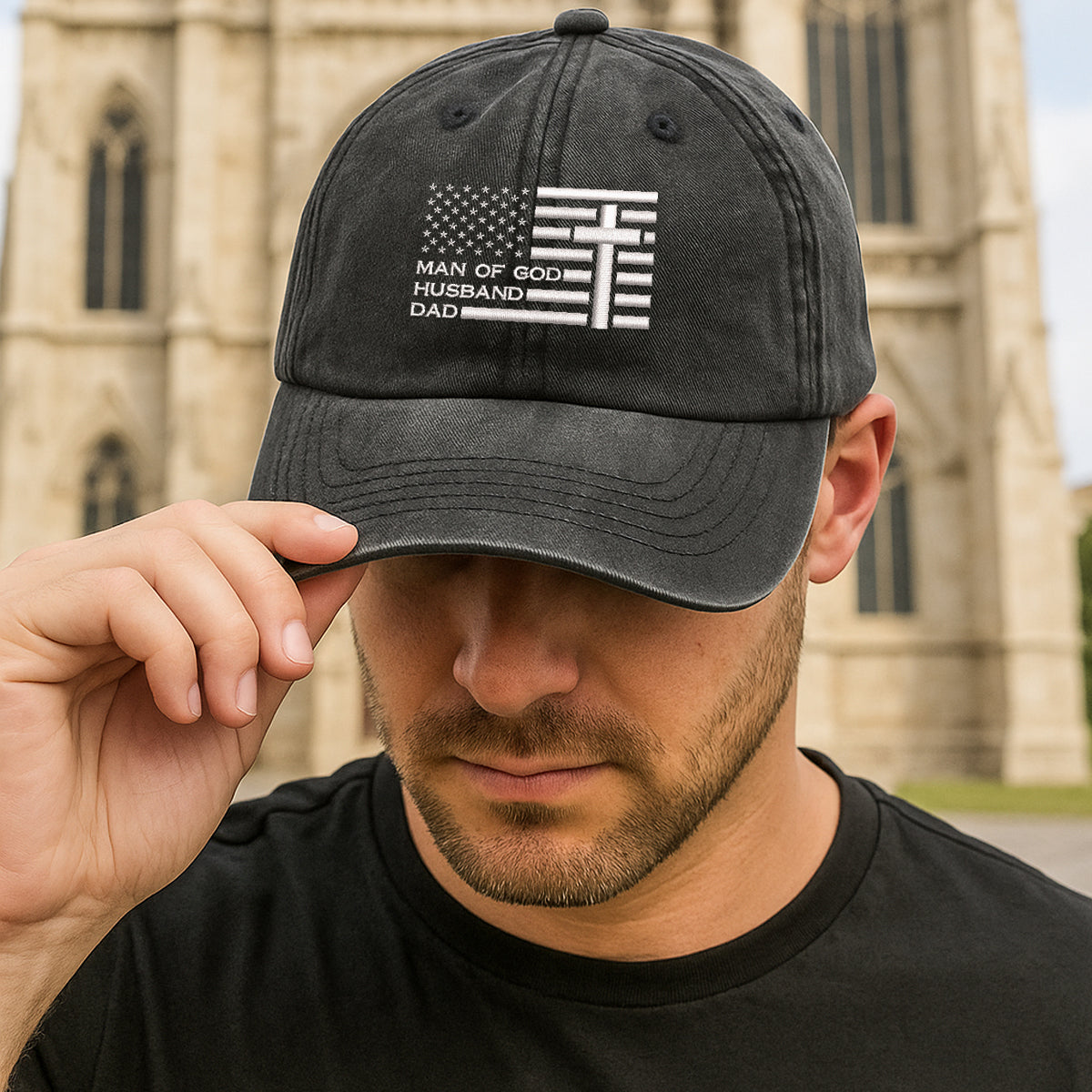 Embroidered Man Of God Hat For Women Men Adjustable Vintage Washed Cotton Christian Baseball Cap Womens Embroidery Baseball Cap 1747902610241.jpg