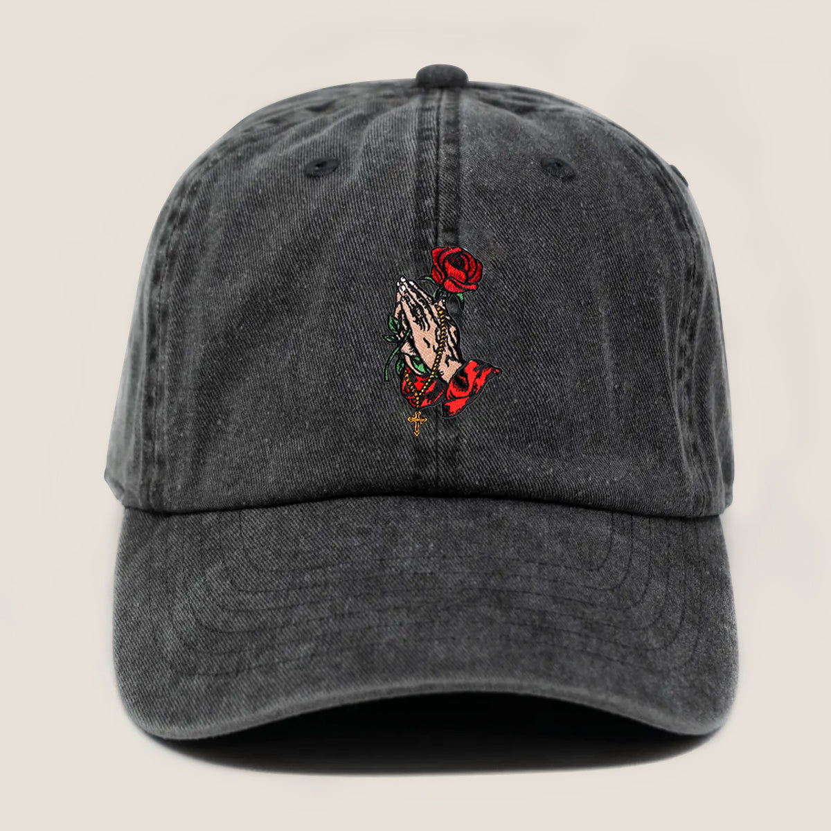 Embroidered Praying Hand Hat For Women Men Adjustable Vintage Washed Cotton Christian Baseball Cap Womens Embroidery Baseball Cap 1747902833966.jpg