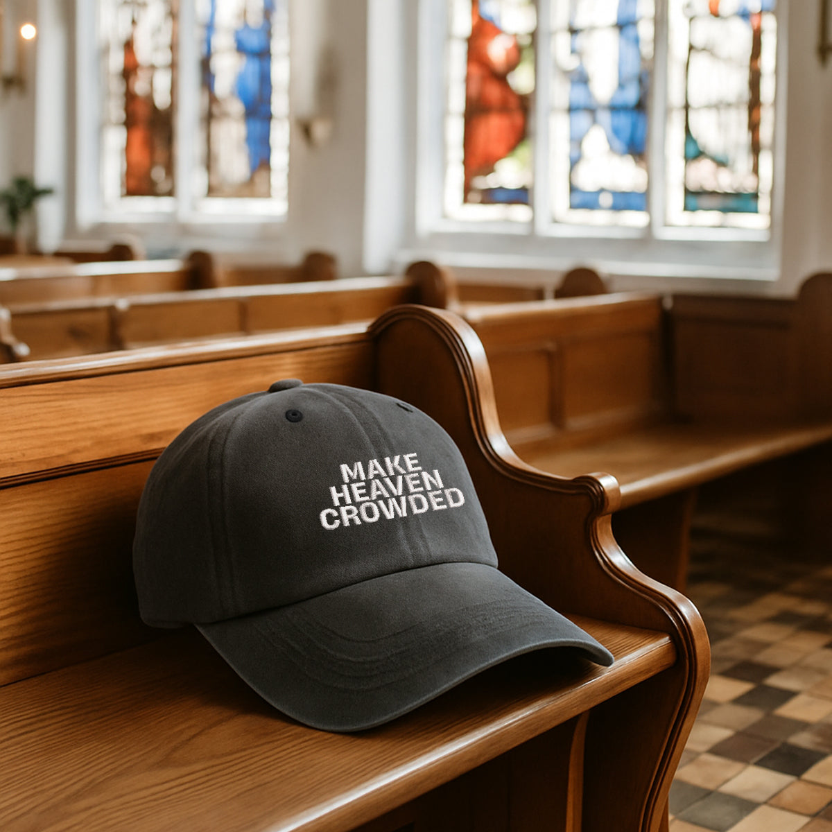 Embroidered Make Heaven Crowded Hat For Women Men Adjustable Vintage Washed Cotton Christian Baseball Cap Womens Embroidery Baseball Cap 1747985869682.jpg